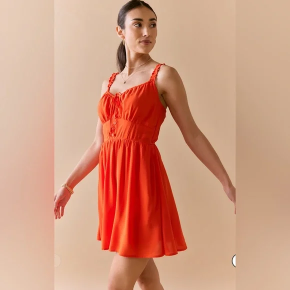 New Francesca’s Luanna Corset Red Sleeveless Mini Dress - Picture 2 of 6